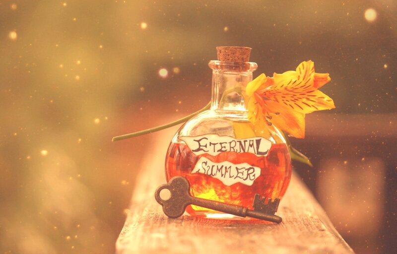 Bottle with Key and Flower