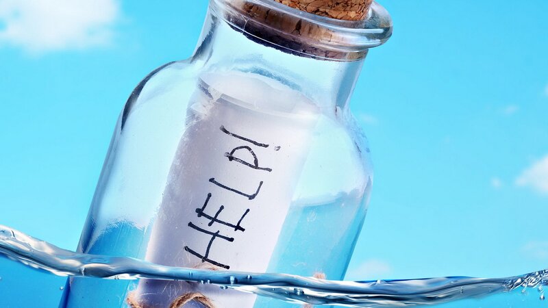 Bottle with Message in Water — Blue, Calm