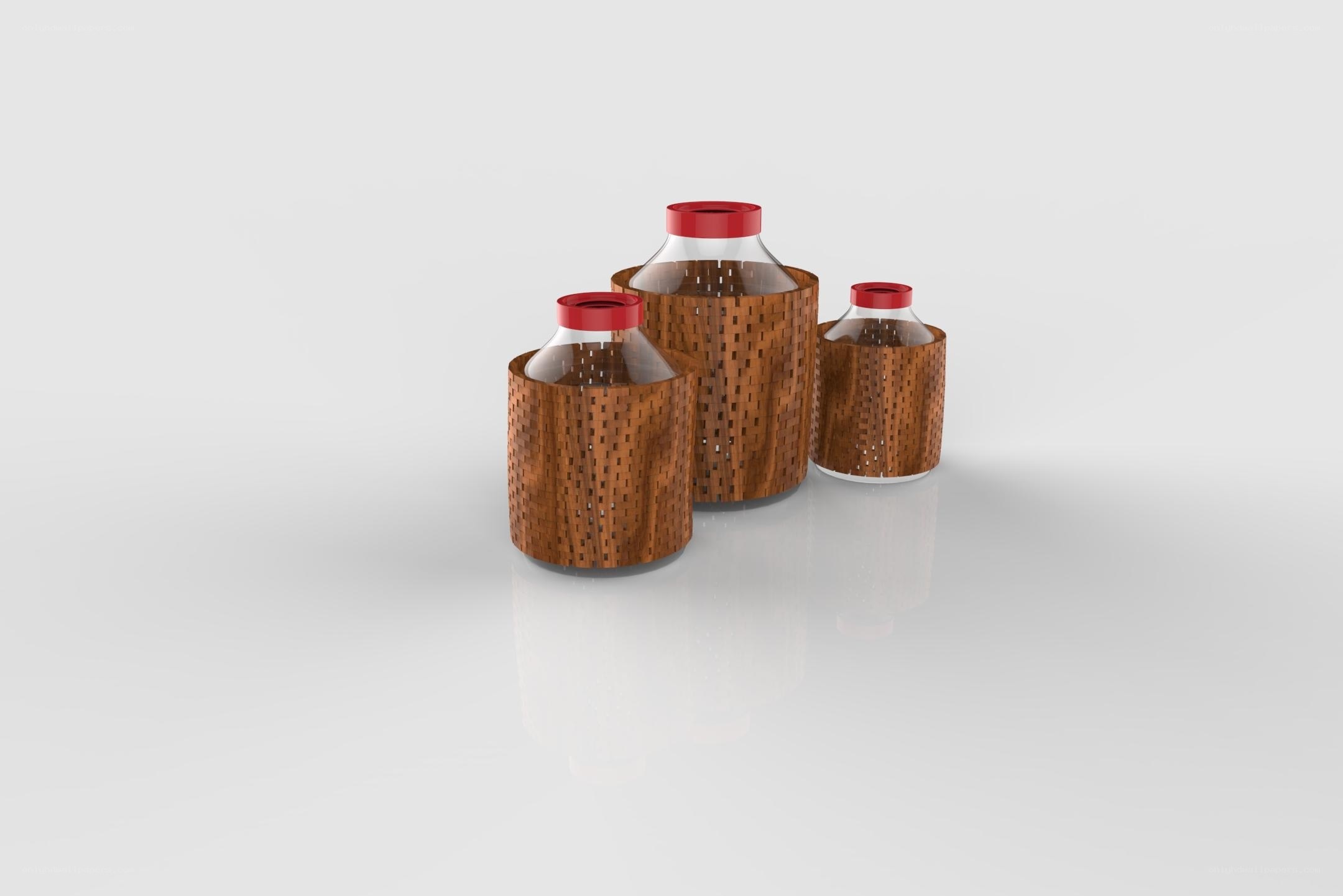 Bottle with woven basket