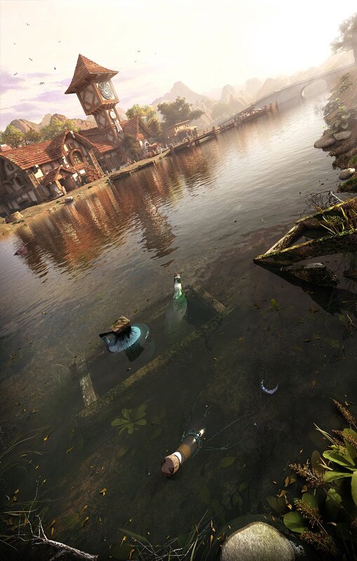 Bottles in River Water