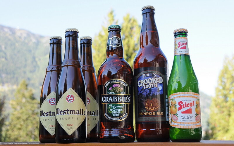 Bottles of beer and soft drinks