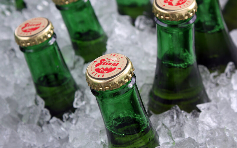 Bottles of beer in ice