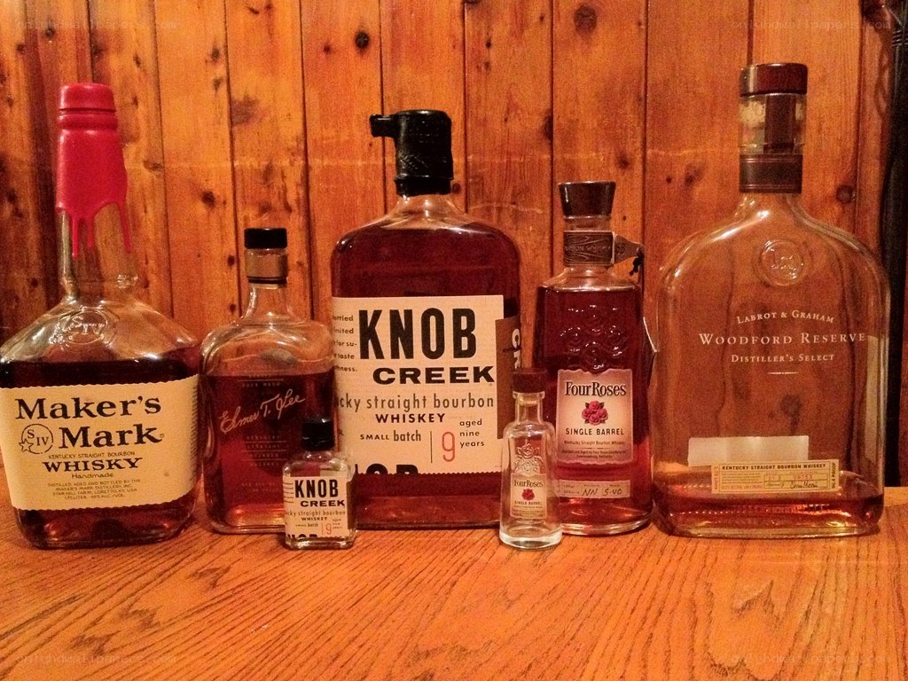 bottles of bourbon whiskey