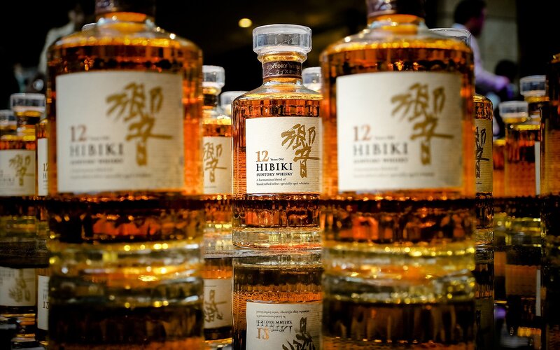 Bottles of Hibiki whisky