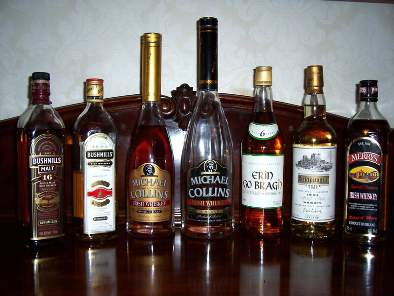 bottles of irish whiskey
