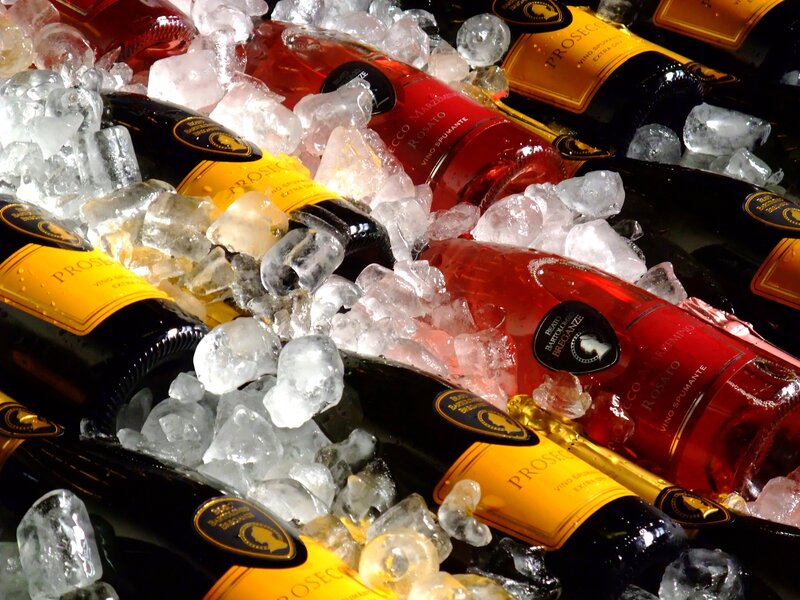 Bottles of Prosecco in ice
