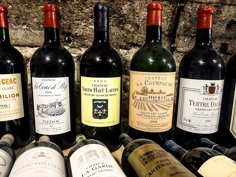 Bottles of Red Wine — Black