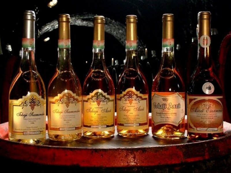 Bottles of Tokaji wine
