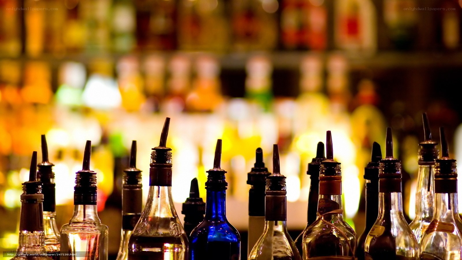 Bottles on a bar counter