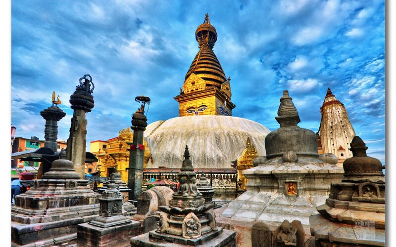 Boudhanath Stupa — Blue, Dramatic