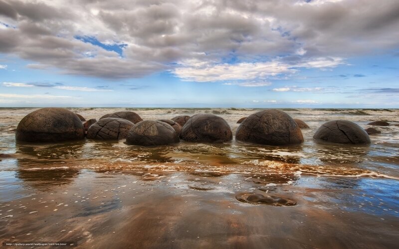Boulders on Beach — Blue