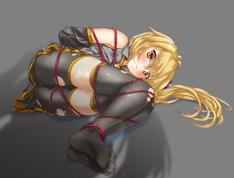 bound anime girl lying down