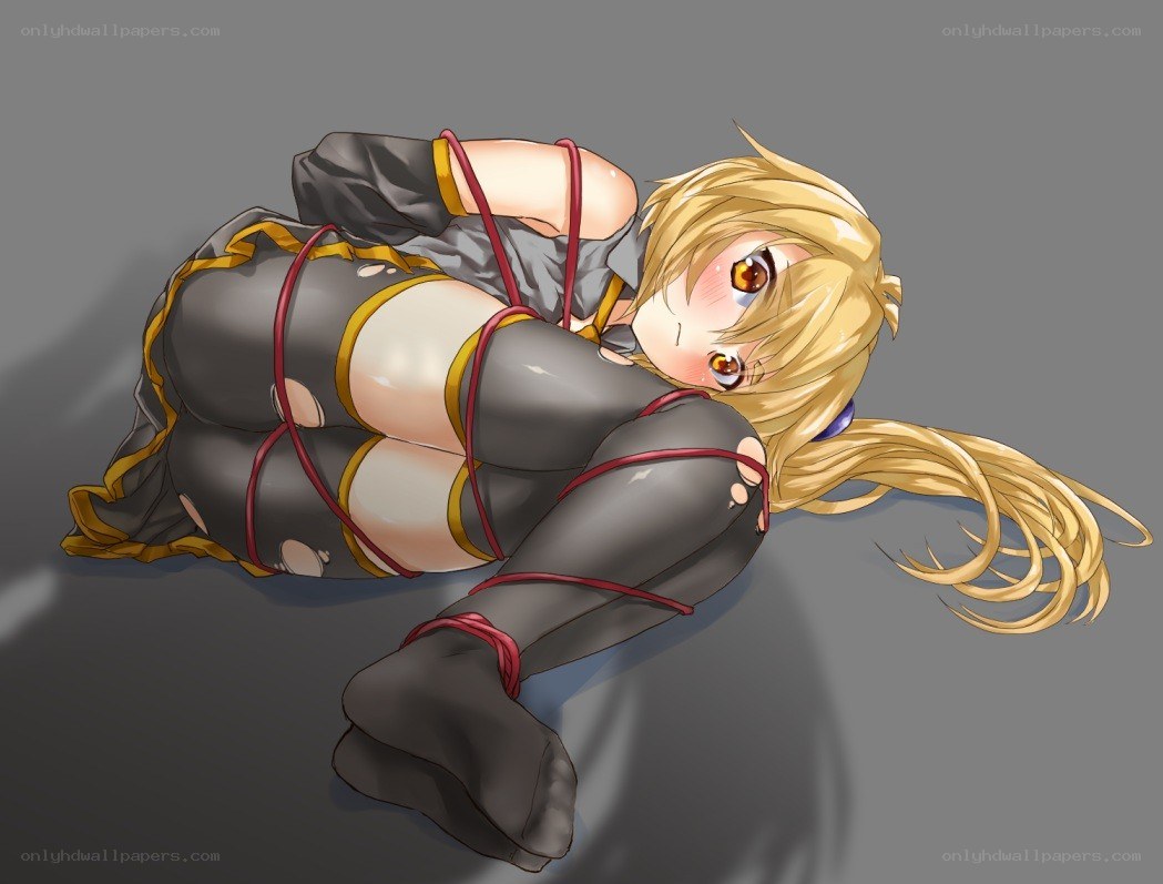 bound anime girl lying down