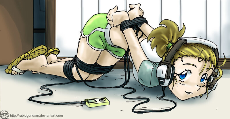 bound girl with headphones