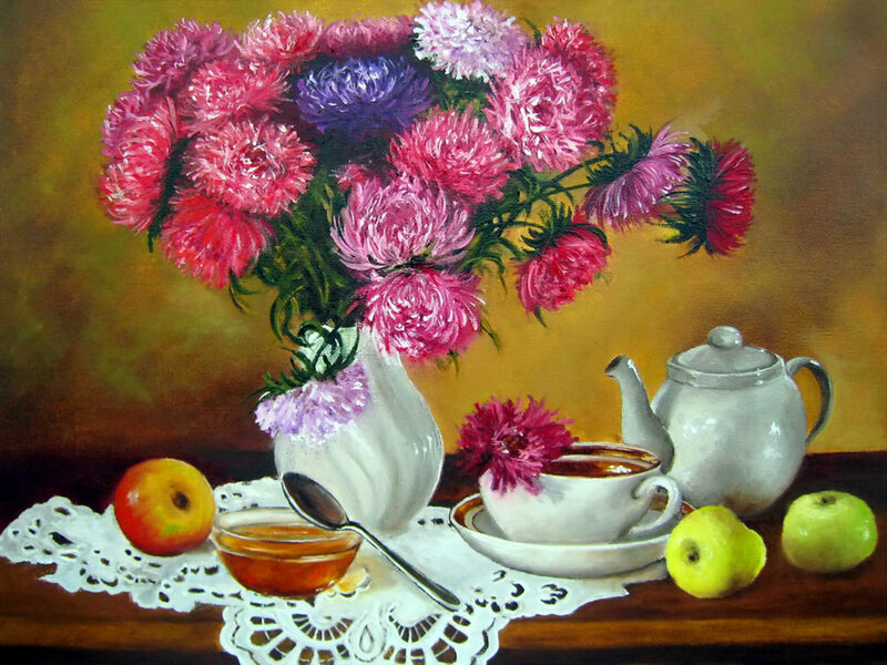 Bouquet of Asters — Pink, Calm
