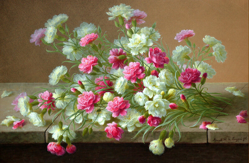 Bouquet of Carnations — Pink, Calm, Painting