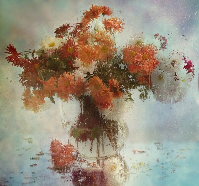Bouquet of Chrysanthemums — Orange