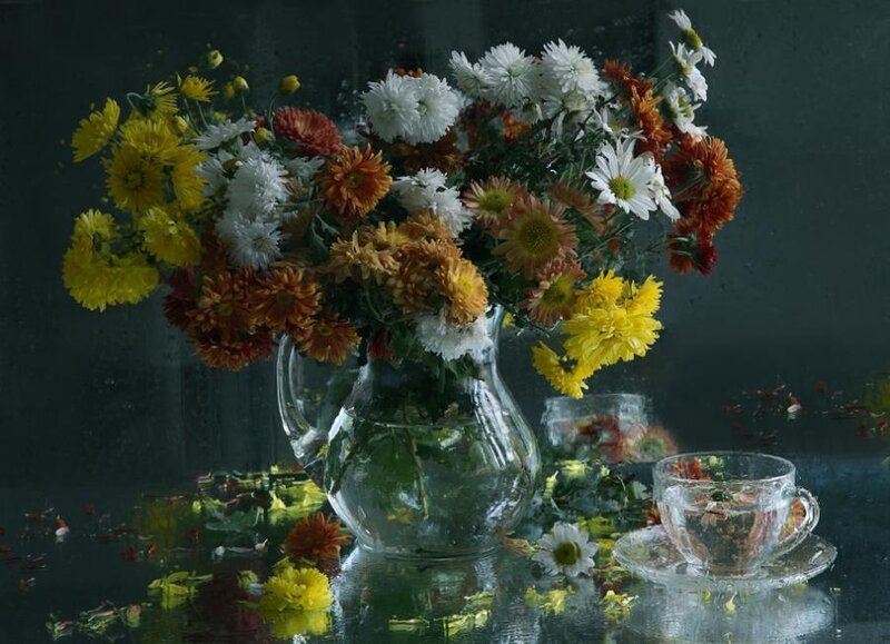 Bouquet of Chrysanthemums — Yellow, Calm