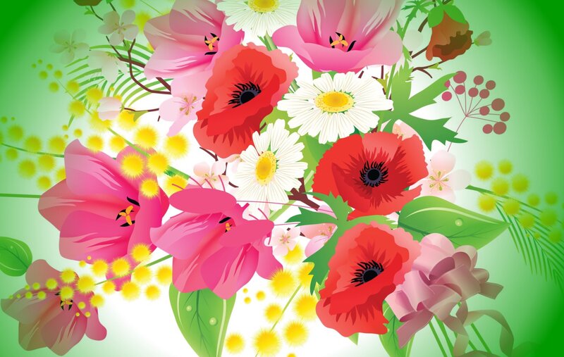 Bouquet of Colorful Flowers — Green, Vibrant, Spring