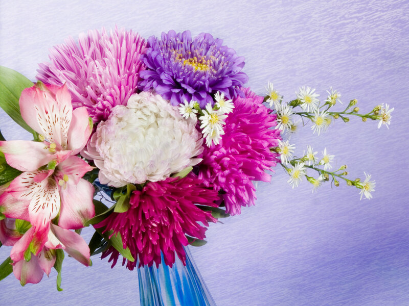 Bouquet of Colorful Flowers — Purple, Calm