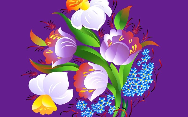 Bouquet of Colorful Flowers — Purple