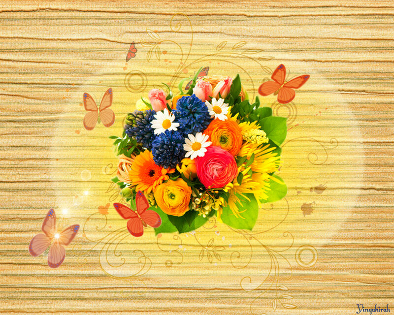 Bouquet of Colorful Flowers — Yellow, Cheerful