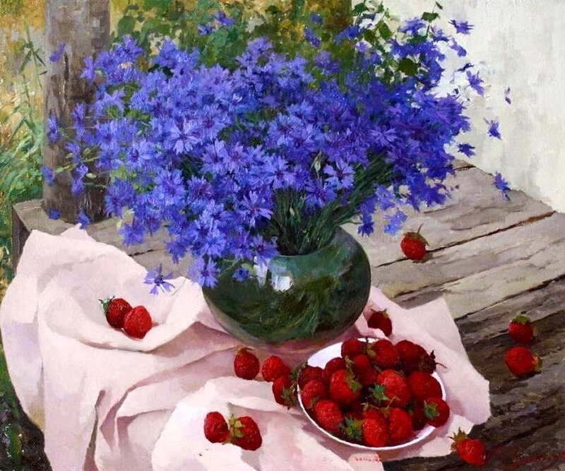 Bouquet of Cornflowers — Blue, Serene