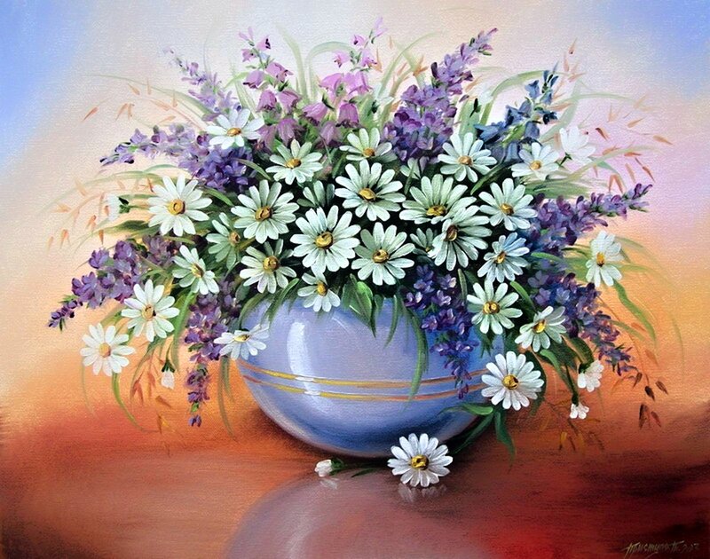 Bouquet of Daisies and Lavender