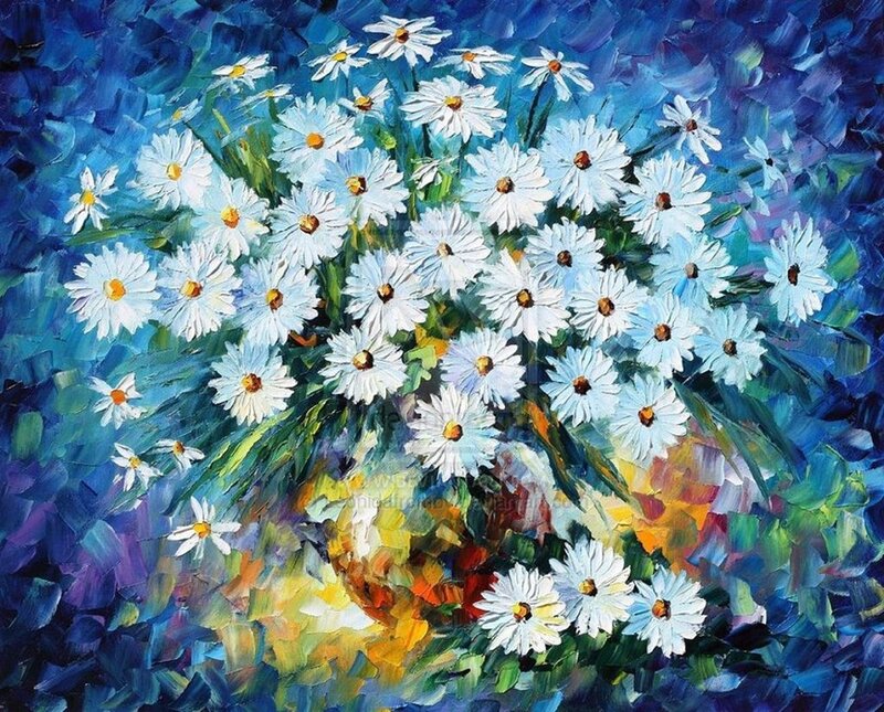 Bouquet of Daisies — Blue, Bright
