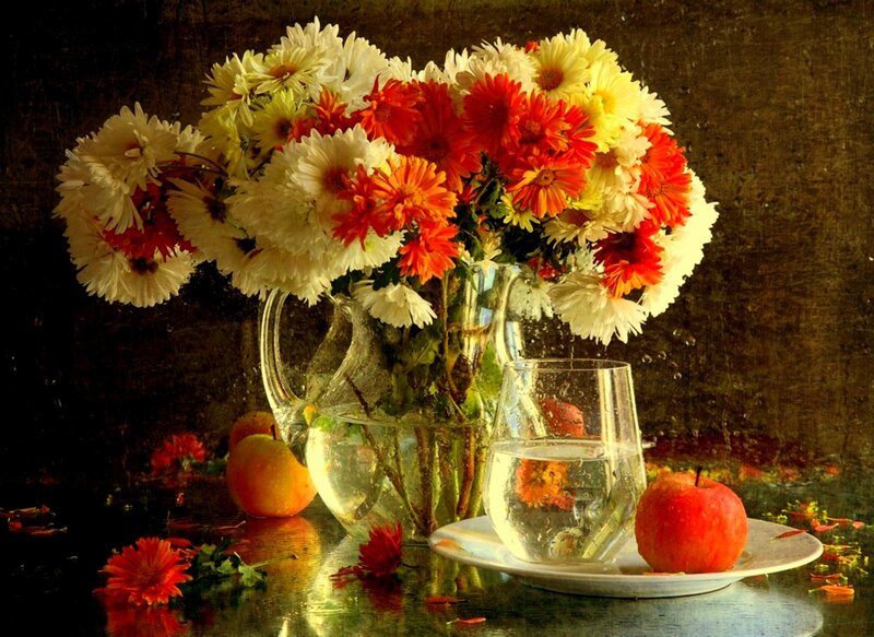 Bouquet of Flowers and Apples