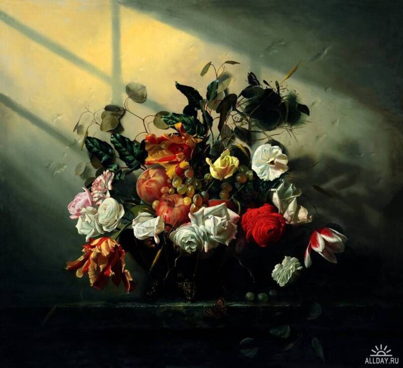 Bouquet of Flowers and Fruit — Yellow, Dramatic
