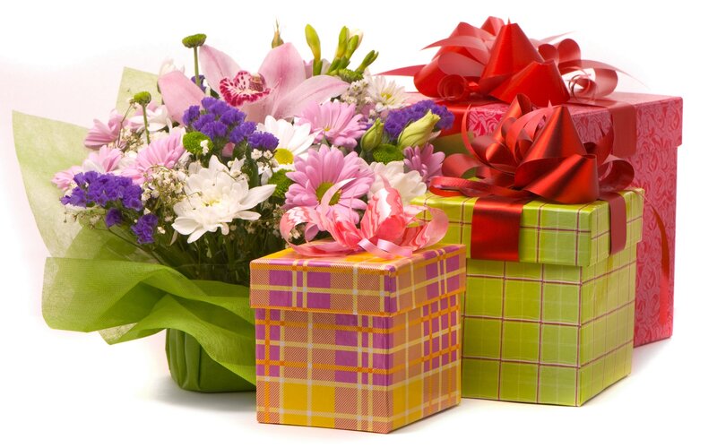 Bouquet of Flowers and Gifts