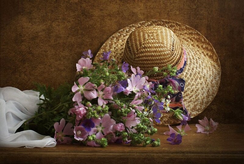Bouquet of Flowers and Hat