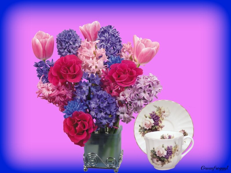 Bouquet of Flowers and Teacup