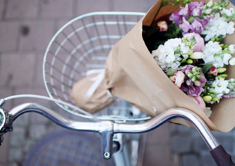 Bouquet of Flowers in Basket — White, Serene