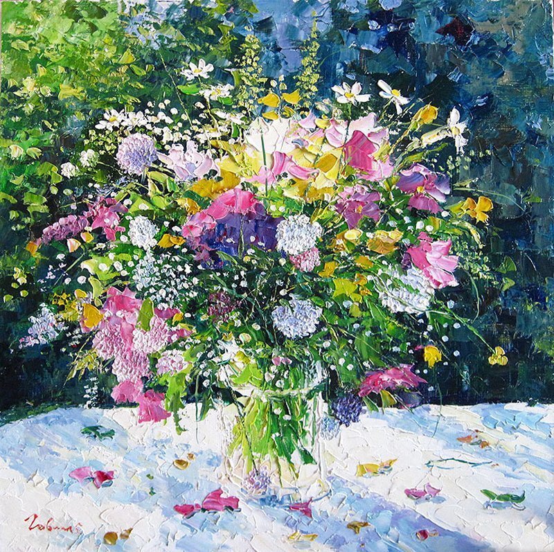 Bouquet of Flowers in Vase — Green, Bright