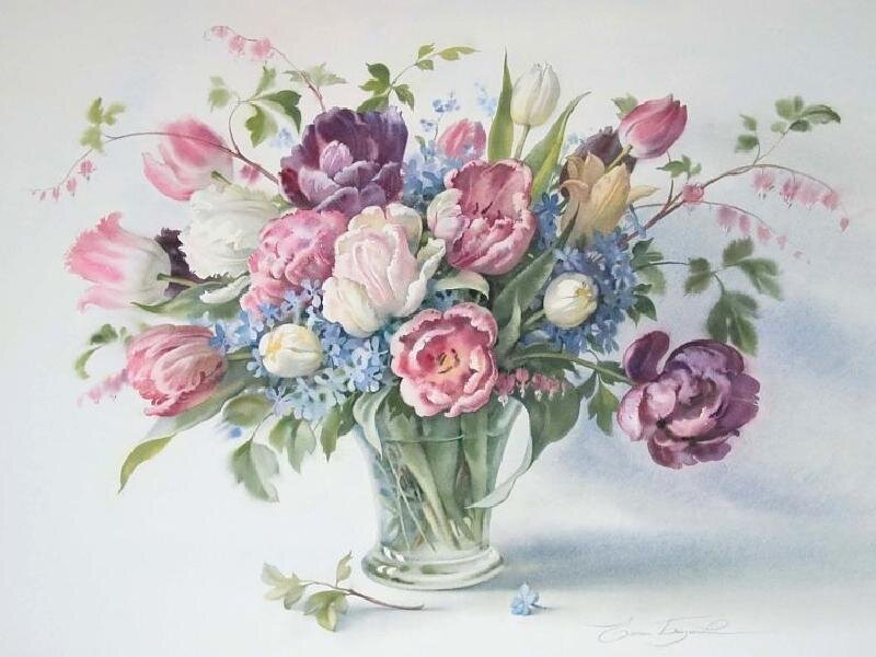 Bouquet of Flowers in Vase — Pink, Serene