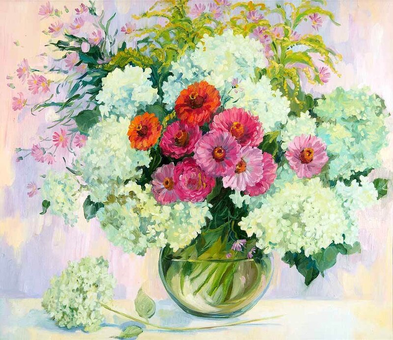 Bouquet of Flowers in Vase — White, Calm, Summer