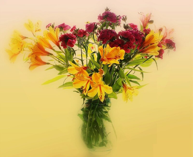 Bouquet of Flowers in Vase — Yellow, Calm