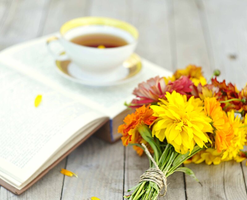 Bouquet of Flowers on Book