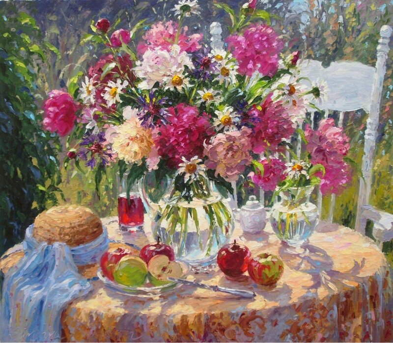 Bouquet of Flowers on Table — Pink, Serene, Afternoon