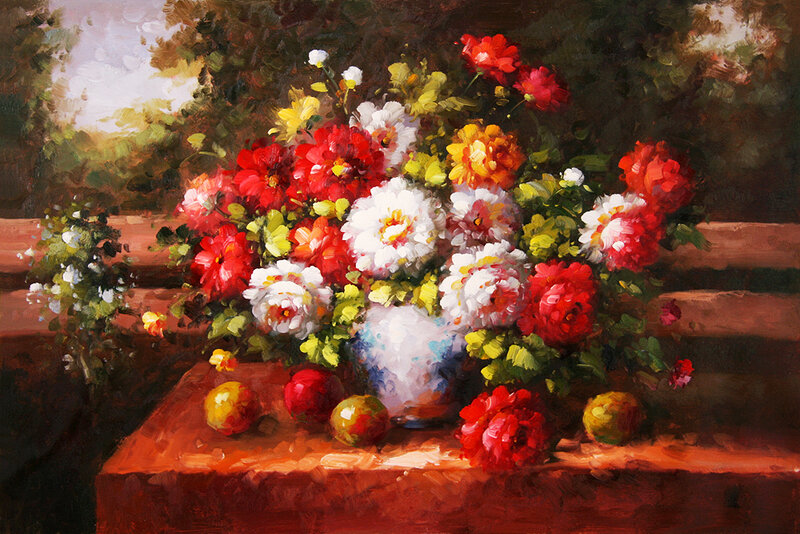 Bouquet of Flowers on Table — Red