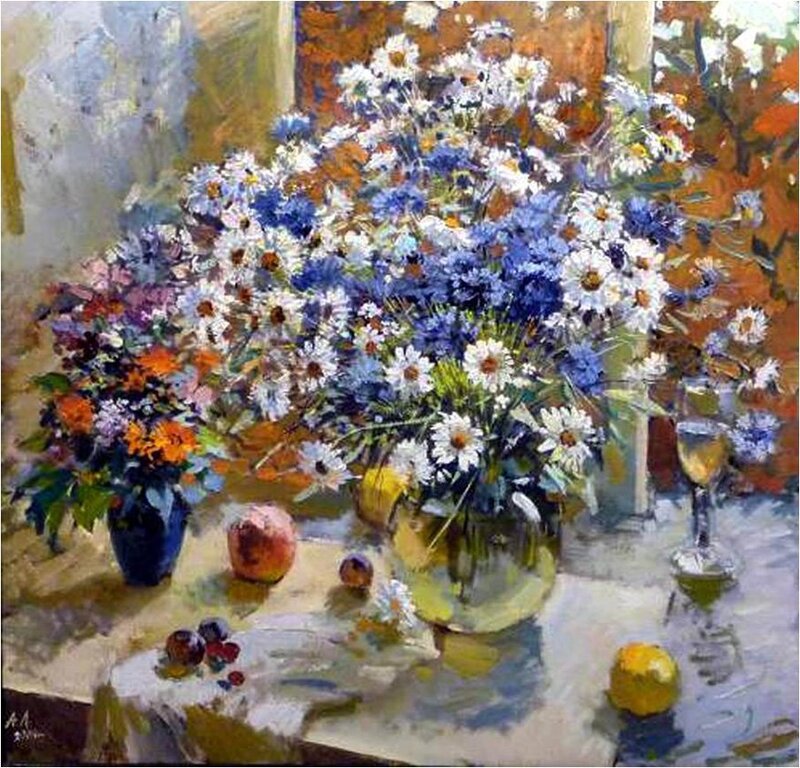 Bouquet of Flowers on Table — White