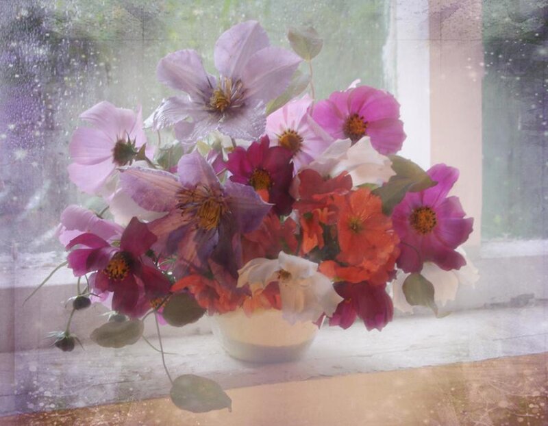 Bouquet of Flowers on Windowsill
