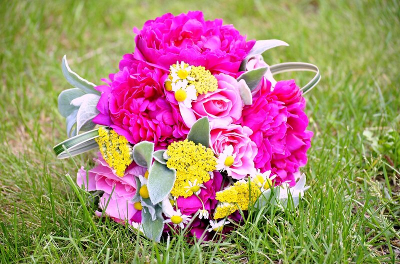 Bouquet of Flowers — Pink, Calm, Spring, Photograph, Grass