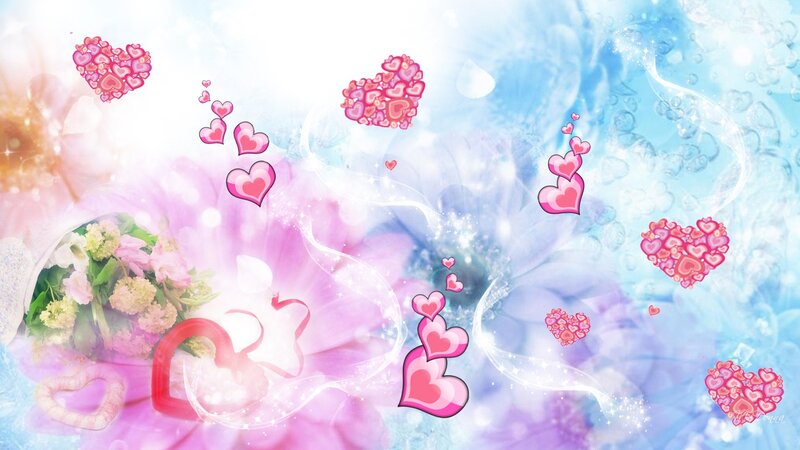 Bouquet of Flowers — Pink, Dreamy, Digital Art