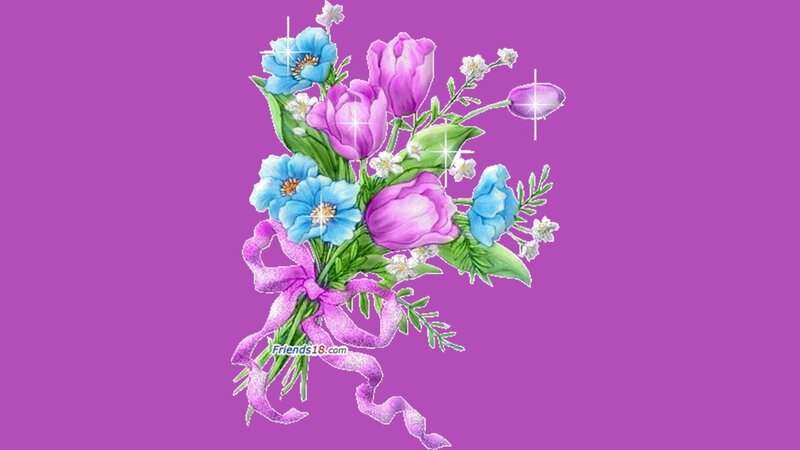 Bouquet of Flowers — Purple, Festive, Digital Art