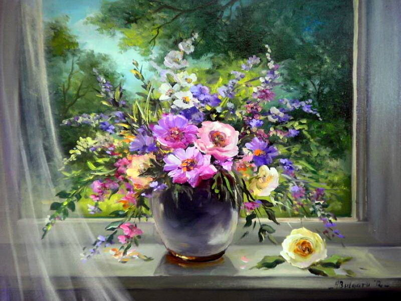 Bouquet of Flowers — Purple, Serene, Afternoon
