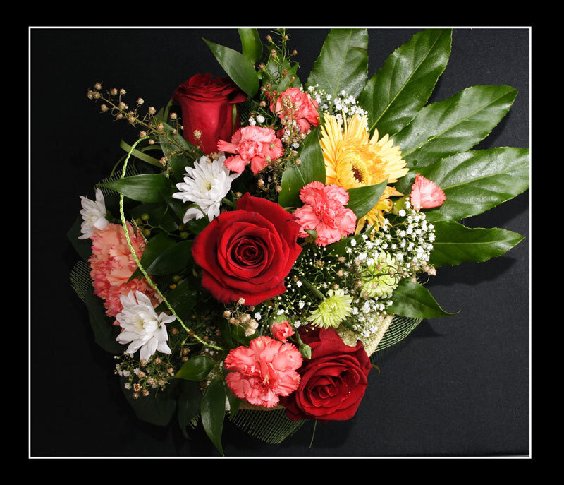 Bouquet of Flowers — Red, Calm, Photograph, Roses, Daisies
