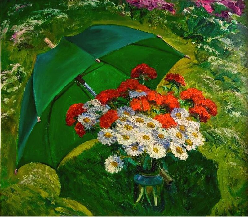 Bouquet of Flowers under Umbrella
